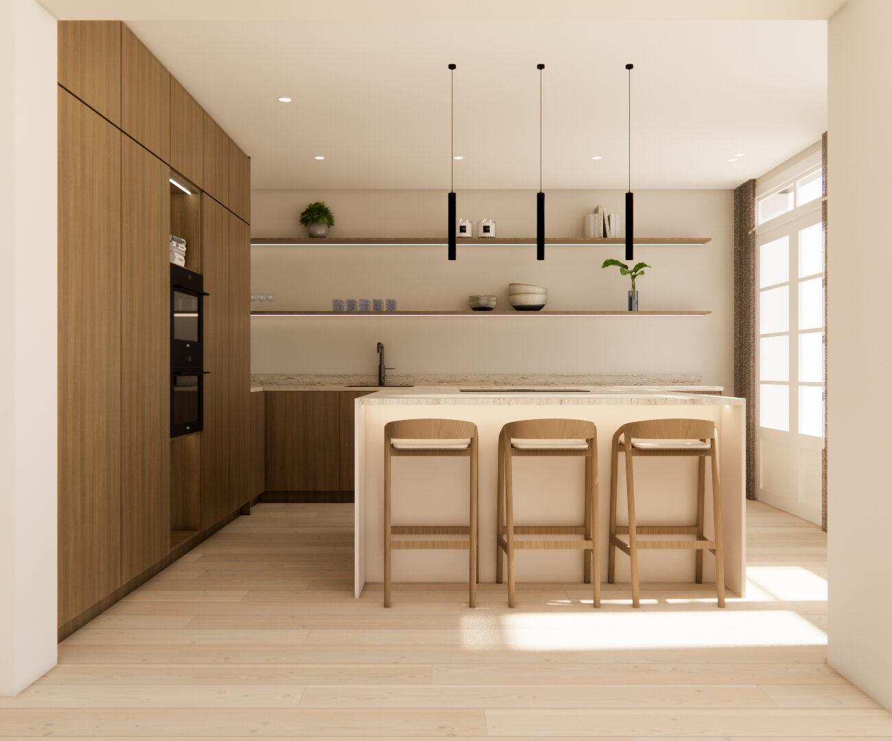 Luxe keuken in Amsterdam ontworpen door Style-Over Moderne design keuken Amsterdam met warm interieur Keukeninterieur Amsterdam met maatwerk en luxe afwerking Luxe keuken ontwerp Amsterdam door Style-Over